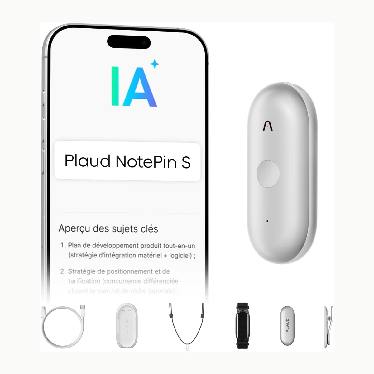 Plaud NotePin S — enregistreur vocal IA