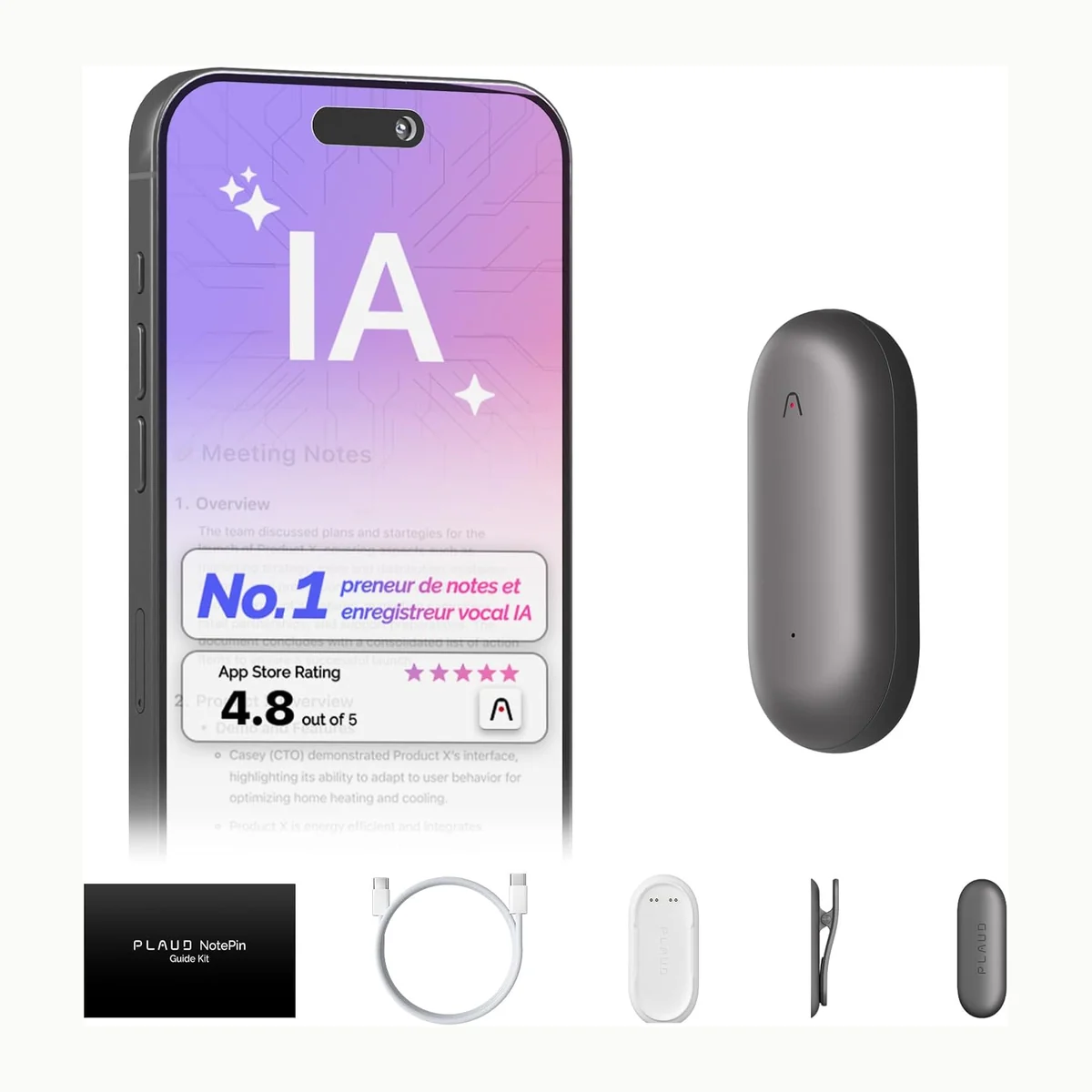 Plaud NotePin — enregistreur vocal IA